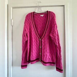 Good American pink collegiate cardigan